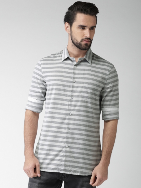 

Celio Men Grey Slim Fit Striped Casual Shirt