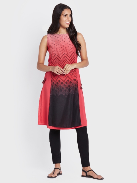 

Global Desi Women Pink Printed A-Line Kurta