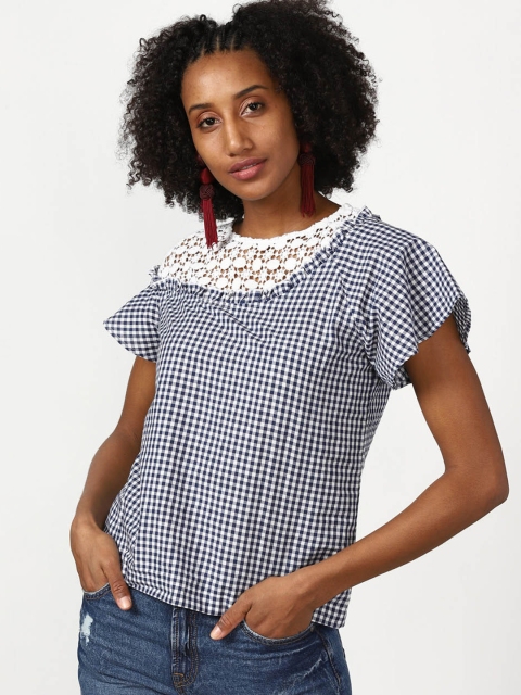 

Miss Bennett Women Navy Blue Checked Top