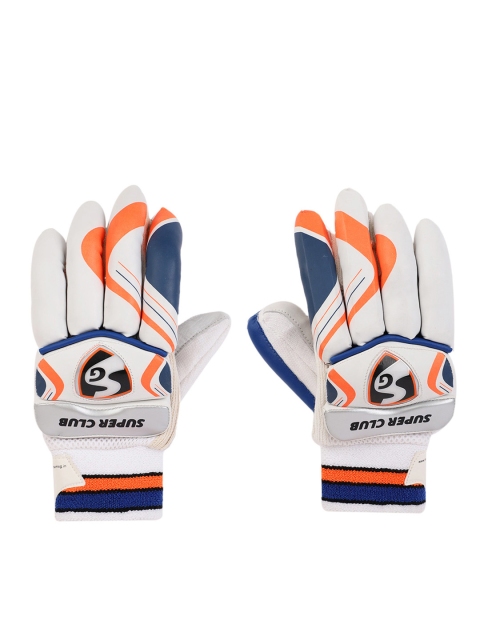 

SG Men White & Orange Printed Super Club Cricket Batting Gloves