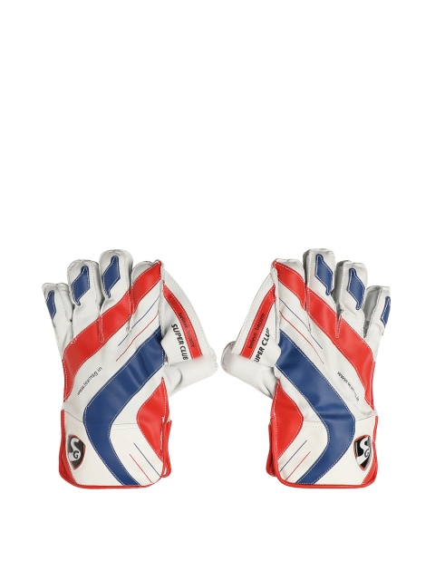 

SG Men White & Red Super Club Leather Wicket Keeping Gloves