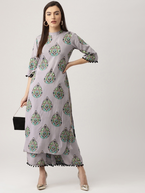 

Libas Women Grey & Blue Printed Kurta with Palazzos