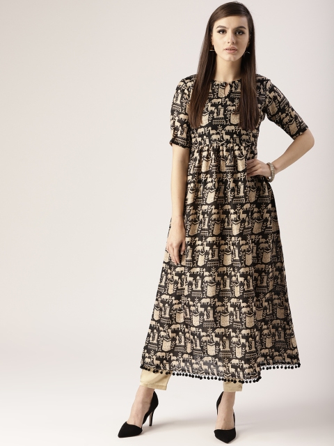 

Libas Women Black & Beige Printed A-Line Kurta