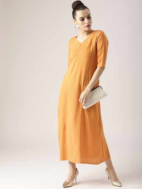 

Libas Women Mustard Yellow Striped Maxi Dress