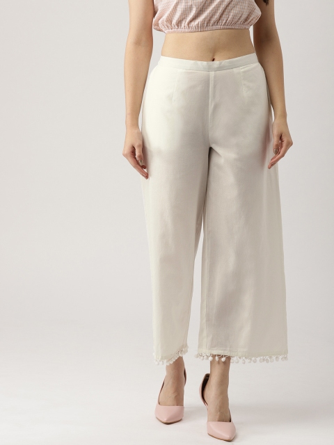 

Libas Women White Wide Leg Solid Palazzos