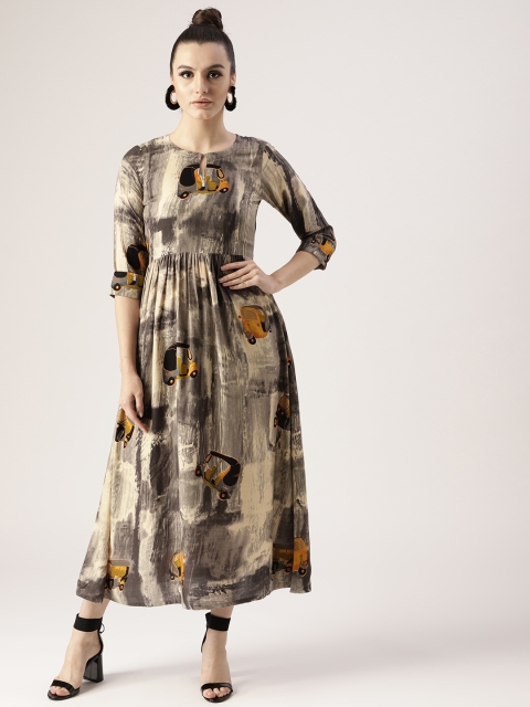 

Libas Women Grey & Beige Printed Maxi Dress