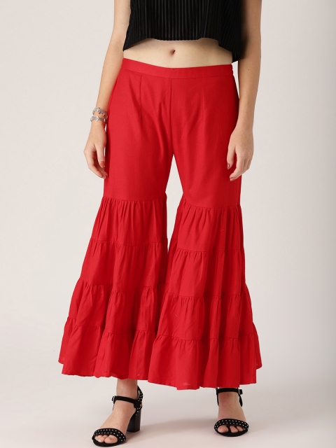 

Libas Women Red Solid Flared Sharara