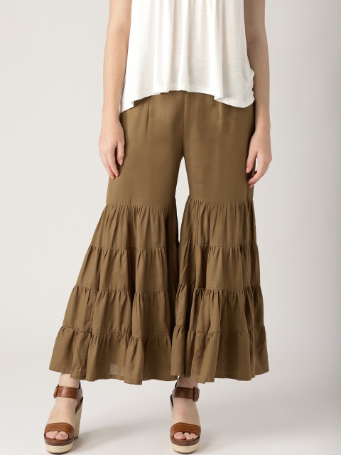 

Libas Women Olive Brown Flared Solid Sharara