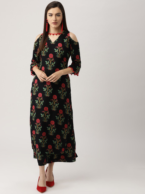 

Libas Women Black & Red Printed Kurta with Palazzos