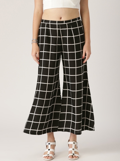 

Libas Women Black & White Checked Wide Leg Palazzos