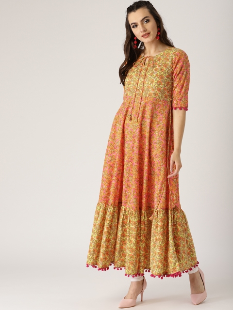 

Libas Women Orange & Pink Printed Anarkali Kurta