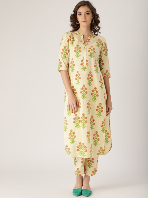 

Libas Women Off-White & Green Printed Kurta with Trousers