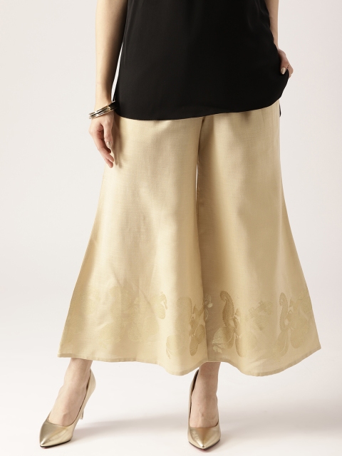 

Libas Women Beige Hem Design Wide Leg Palazzos