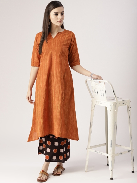 

Libas Women Orange & Brown Solid Kurta with Palazzos