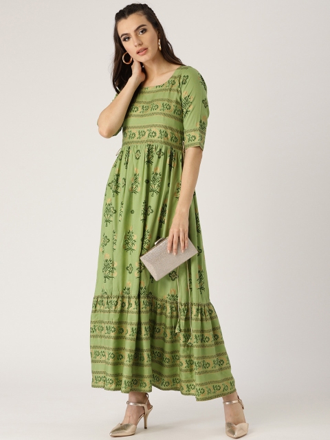 

Libas Women Green Printed Anarkali Kurta