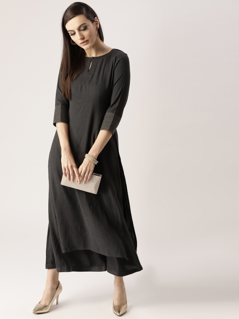 

Libas Women Charcoal Grey Solid Kurta with Palazzos