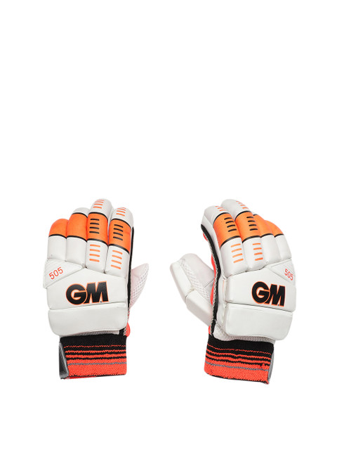 

GM Men White & Orange 505 Cricket Batting Gloves, Black