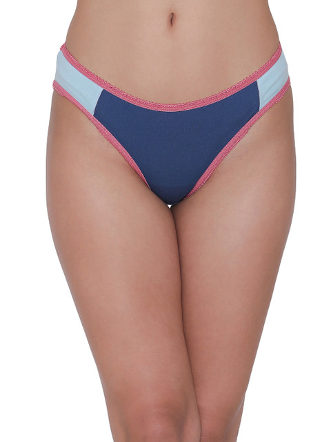 

Clovia Cotton Low Rise Navy Blue & Blue Colourblocked Bikini Briefs PN2641P08XL