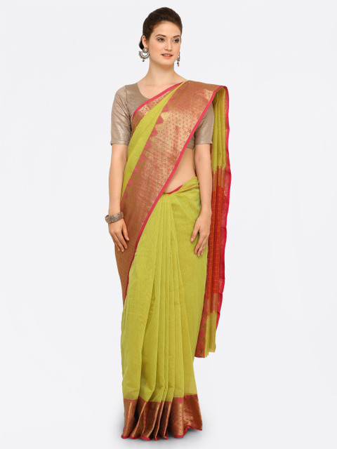 

Saree mall Green Art Silk Solid Chanderi Saree