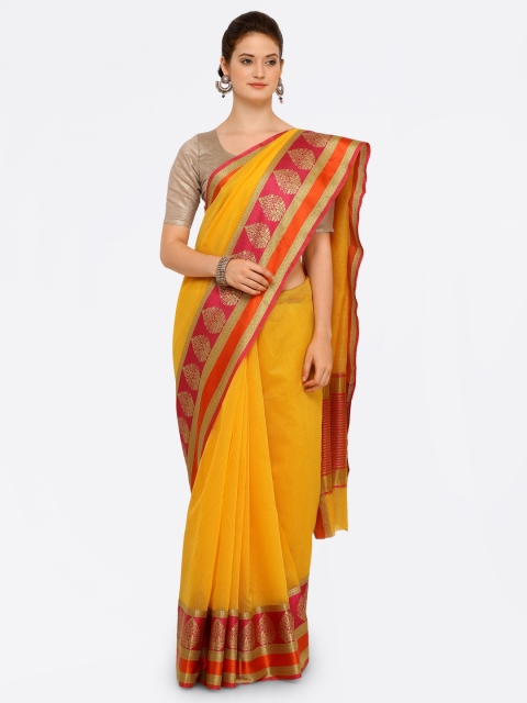 

Saree mall Yellow Art Silk Solid Chanderi Saree