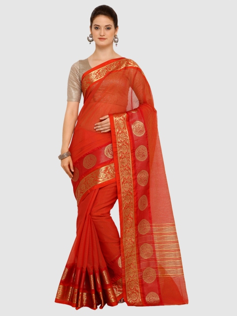 

Saree mall Red Art Silk Woven Design Chanderi Saree