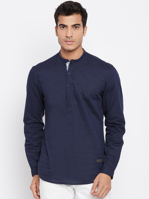 

John Players Men Navy Trim Regular Fit Solid Casual Shirt, Navy blue