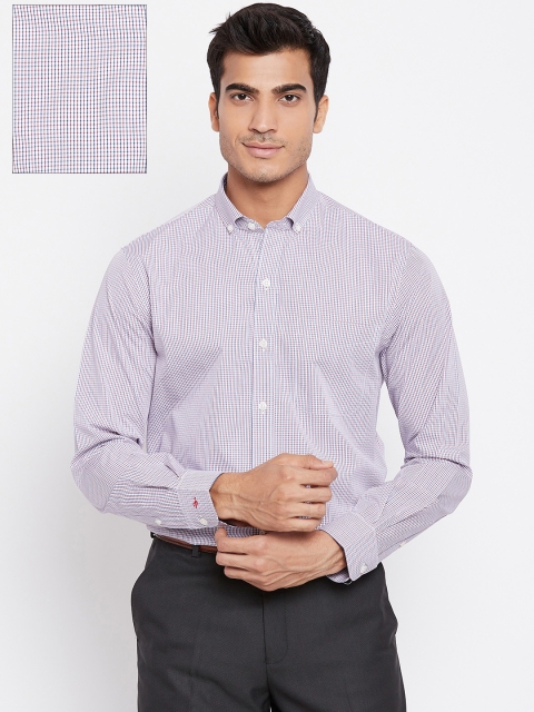 

John Players Men White & Red Slim Fit Checked Formal Shirt