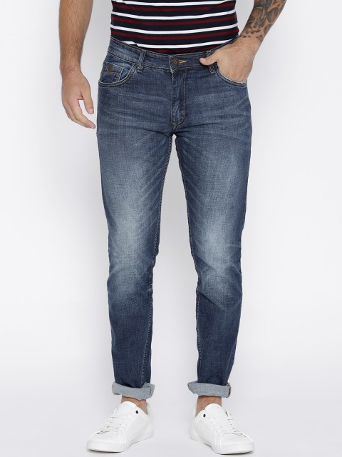 

John Players Men Navy Blue Skinny Fit Mid-Rise Clean Look Stretchable Jeans