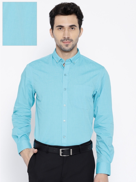 

John Players Men Blue Slim Fit Solid Formal Shirt