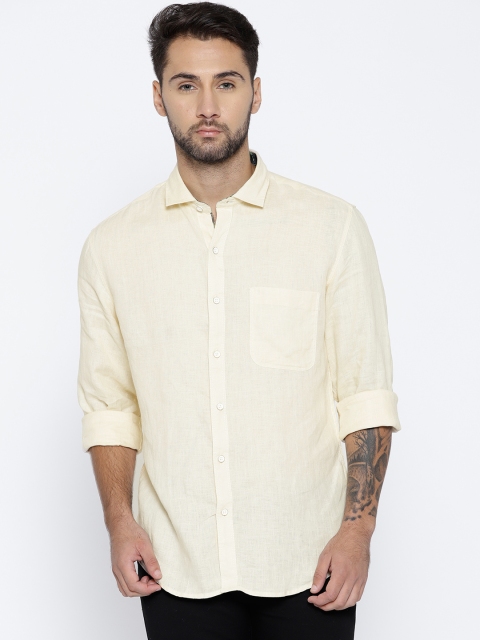 

John Players Men Cream-Coloured Trim Fit Solid Casual Shirt