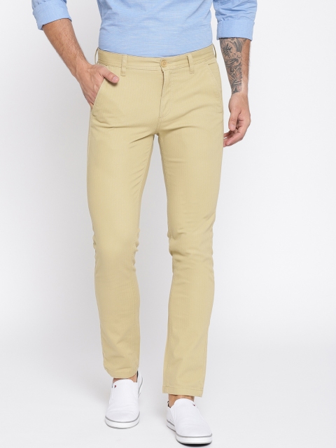 

John Players Men Beige Slim Fit Solid Trousers