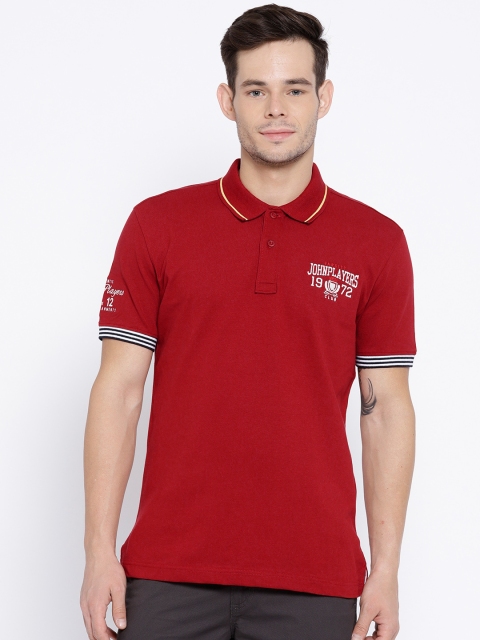 

John Players Men Maroon Slim Fit Solid Polo Collar T-shirt