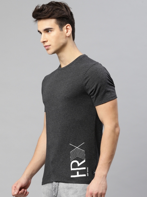 

HRX by Hrithik Roshan Men Charcoal Grey Printed Round Neck Athleisure T-shirt