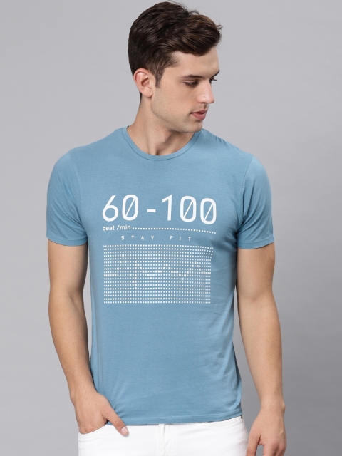 

HRX by Hrithik Roshan Men Blue Printed Round Neck Athleisure T-shirt