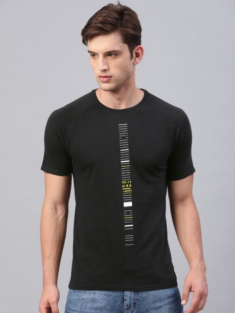 

HRX by Hrithik Roshan Men Black Printed Round Neck Athleisure T-shirt