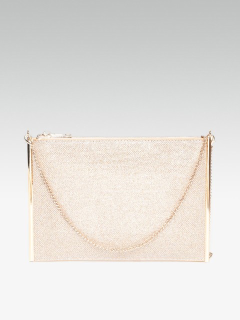 

DOROTHY PERKINS Gold-Toned Shimmer Clutch with Sling Strap