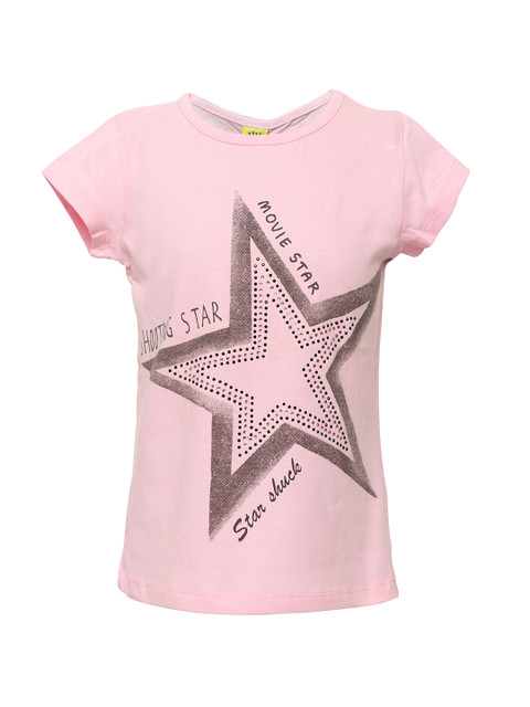 

Punkster Girls Pink Printed Styled Back Top