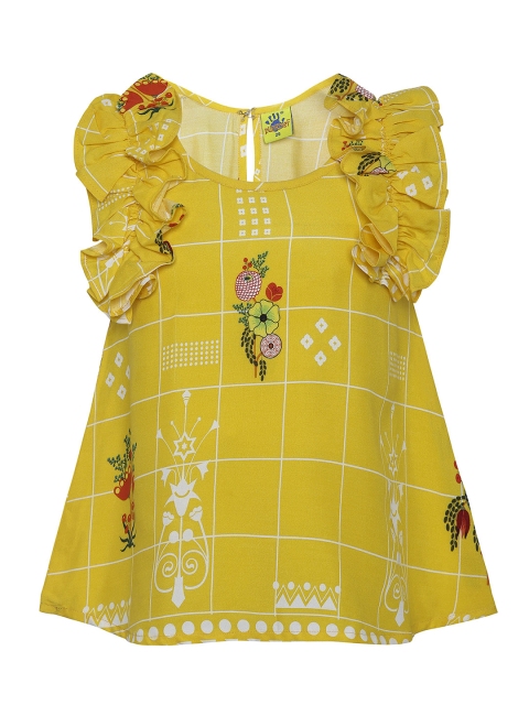 

Punkster Girls Yellow Printed A-Line Top