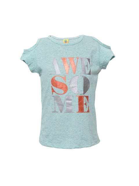

Punkster Girls Sea Green Printed Top