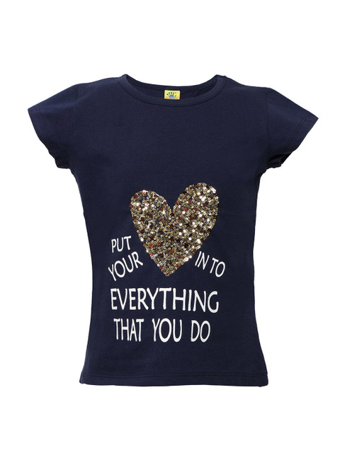 

Punkster Girls Navy Blue Printed Top