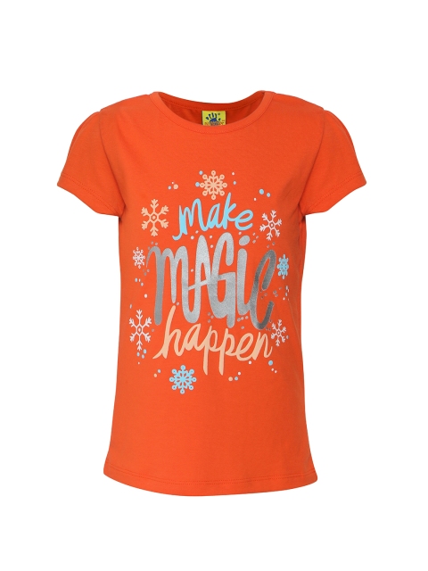 

Punkster Girls Orange Printed Top