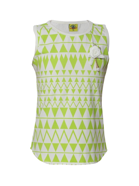 

Punkster Girls Green & White Printed Top