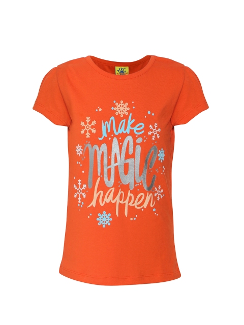 

Punkster Girls Orange Printed Top