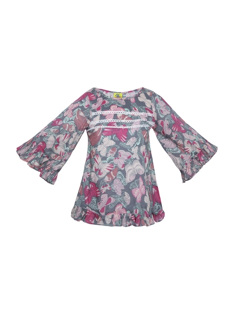 

Punkster Girls Grey Printed A-Line Top