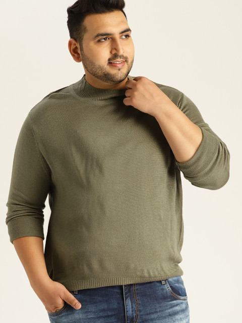 

Sztori Plus Size Men Grey Solid Pullover
