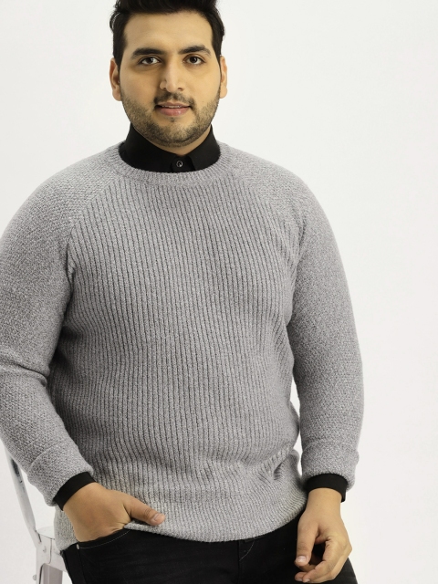 

Sztori Plus Size Men Grey Ribbed Pullover