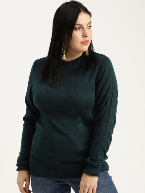 

Sztori Plus Size Women Teal Green Solid Pullover