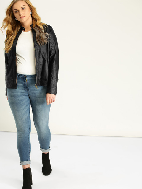 

Sztori Plus Size Women Black Solid Tailored Jacket