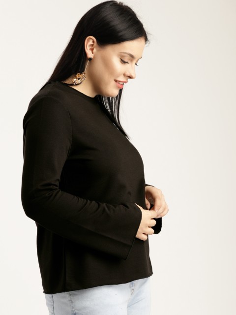 

Sztori Plus Size Women Black Solid Sweatshirt