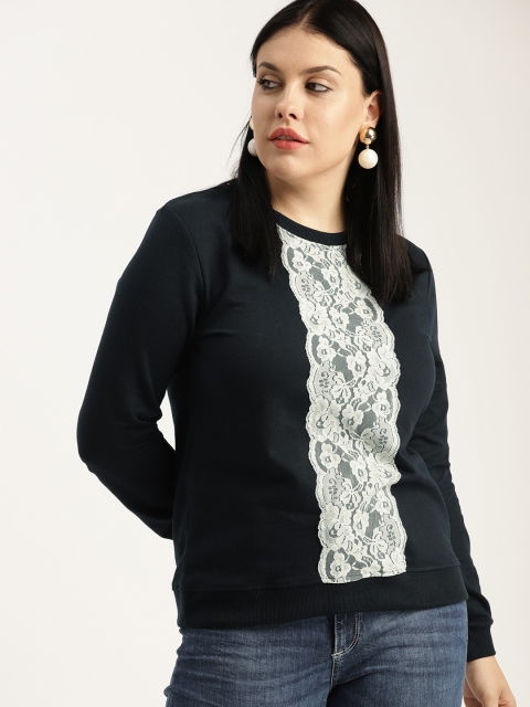 

Sztori Plus Size Women Navy Blue Solid Sweatshirt